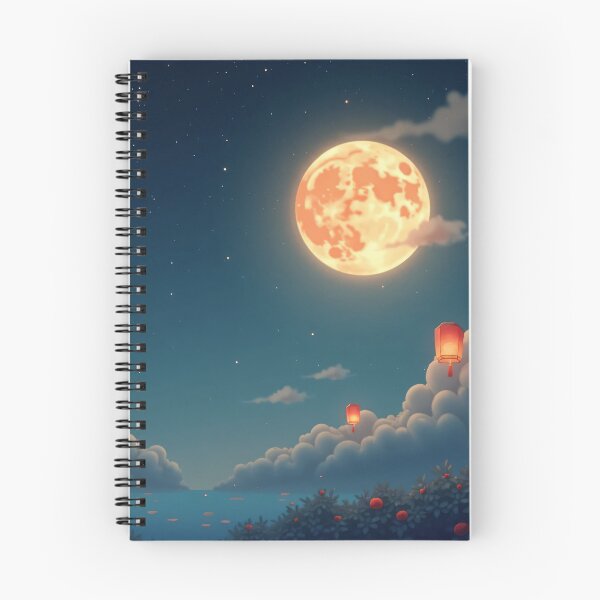 Item preview, Full moon festival night sky background with glowing red lanterns and fluffy clouds designed and sold by Mimoshi ⭐⭐⭐⭐⭐.