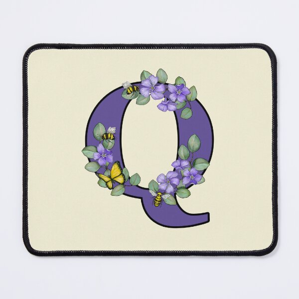 Item preview, Letter Q, Decorated Purple Initial, Eucalyptus Leaves, Periwinkles, Bees and Butterfly designed and sold by JoyfulWhimsy.