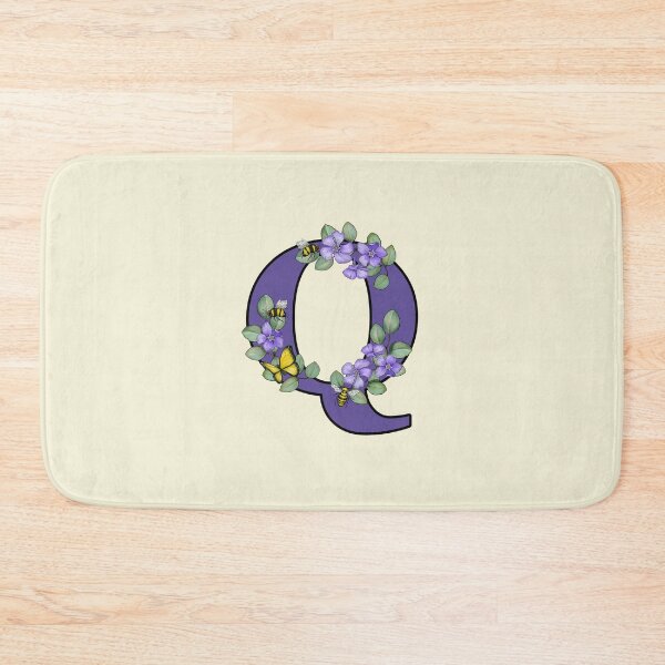 Item preview, Letter Q, Decorated Purple Initial, Eucalyptus Leaves, Periwinkles, Bees and Butterfly designed and sold by JoyfulWhimsy.