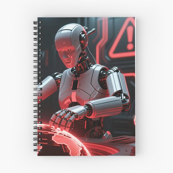 Item preview, Advanced robotic AI strategist operating red holographic Earth display with brain interface in control station designed and sold by Mimoshi ⭐⭐⭐⭐⭐.