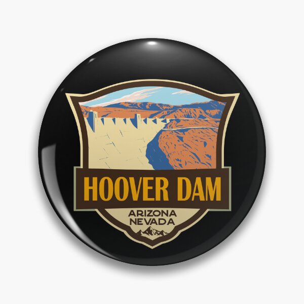 Item preview, Hoover Dam Illustration Retro Badge designed and sold by KrisSidDesigns.