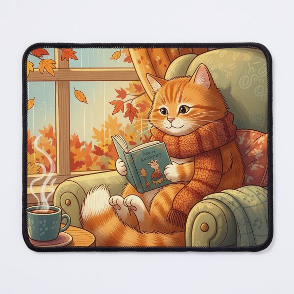 Item preview, Cozy Autumn Reading Nook Ginger Cat designed and sold by ColorVR.