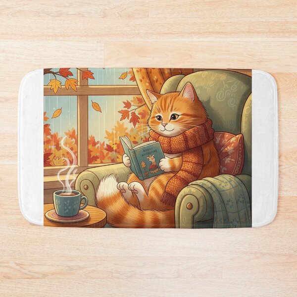 Item preview, Cozy Autumn Reading Nook Ginger Cat designed and sold by ColorVR.