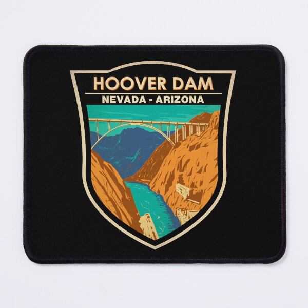 Item preview, Hoover Dam Bridge Illustration Travel Art Badge designed and sold by KrisSidDesigns.