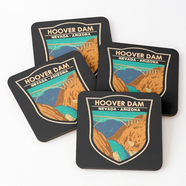 Item preview, Hoover Dam Bridge Illustration Travel Art Badge designed and sold by KrisSidDesigns.