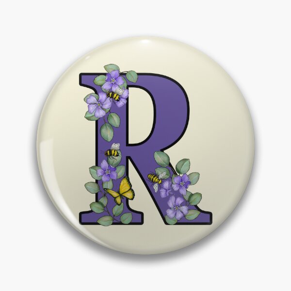 Item preview,  Letter R, Decorated Purple Initial, Eucalyptus Leaves, Periwinkles, Bees and Butterfly designed and sold by JoyfulWhimsy.