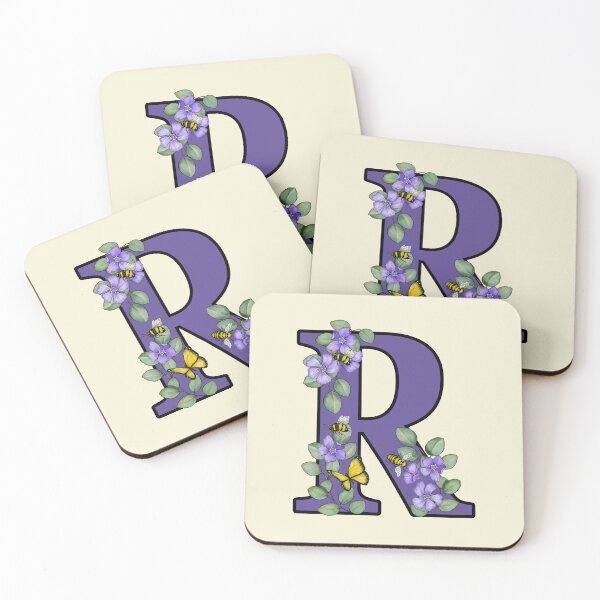 Item preview,  Letter R, Decorated Purple Initial, Eucalyptus Leaves, Periwinkles, Bees and Butterfly designed and sold by JoyfulWhimsy.