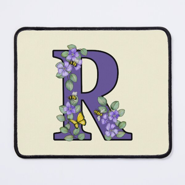 Item preview,  Letter R, Decorated Purple Initial, Eucalyptus Leaves, Periwinkles, Bees and Butterfly designed and sold by JoyfulWhimsy.