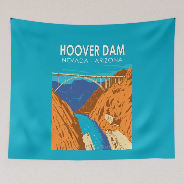 Item preview, Hoover Dam Arizona Nevada Illustration Travel Art Vintage designed and sold by KrisSidDesigns.