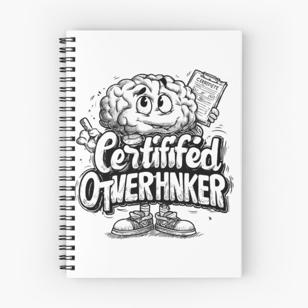 Item preview, Certified Overthinker Funny Brain Typography Design designed and sold by AlexLineArt.