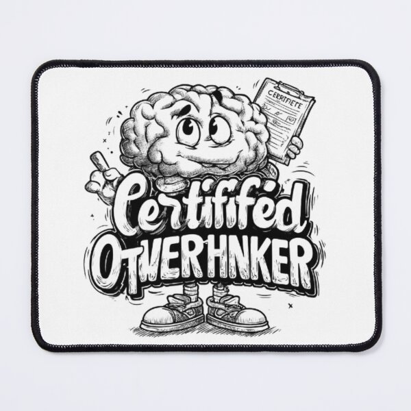 Item preview, Certified Overthinker Funny Brain Typography Design designed and sold by AlexLineArt.