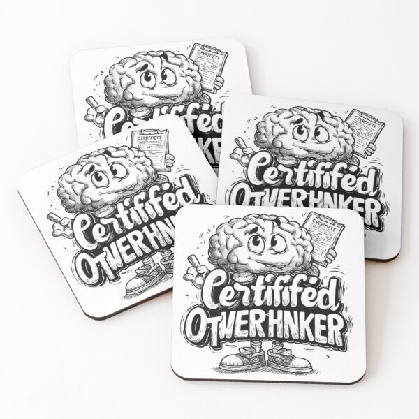 Item preview, Certified Overthinker Funny Brain Typography Design designed and sold by AlexLineArt.