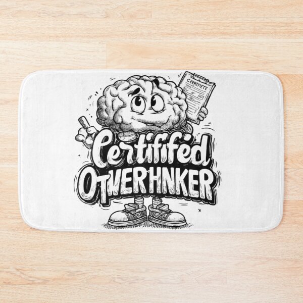 Item preview, Certified Overthinker Funny Brain Typography Design designed and sold by AlexLineArt.