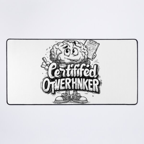 Item preview, Certified Overthinker Funny Brain Typography Design designed and sold by AlexLineArt.