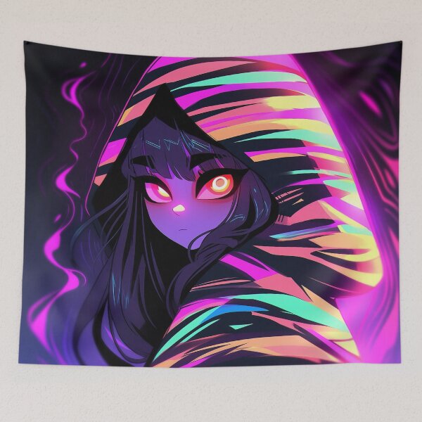 Item preview, Neon Anime Girl Hooded Glow designed and sold by bubblegoth.