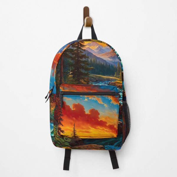 Item preview, Evening glow over the mountain river designed and sold by PixelParadies.