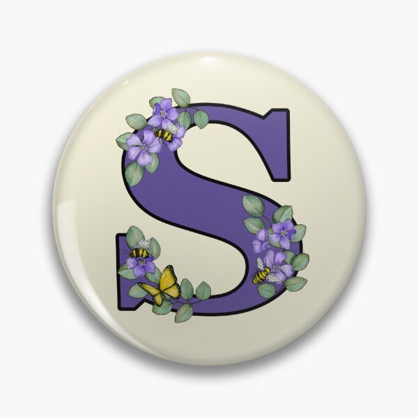 Item preview, Letter S, Decorated Purple Initial, Eucalyptus Leaves, Periwinkles, Bees and Butterfly designed and sold by JoyfulWhimsy.