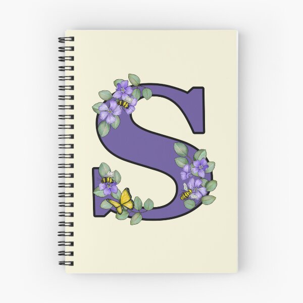 Item preview, Letter S, Decorated Purple Initial, Eucalyptus Leaves, Periwinkles, Bees and Butterfly designed and sold by JoyfulWhimsy.