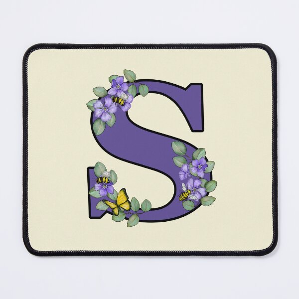 Item preview, Letter S, Decorated Purple Initial, Eucalyptus Leaves, Periwinkles, Bees and Butterfly designed and sold by JoyfulWhimsy.
