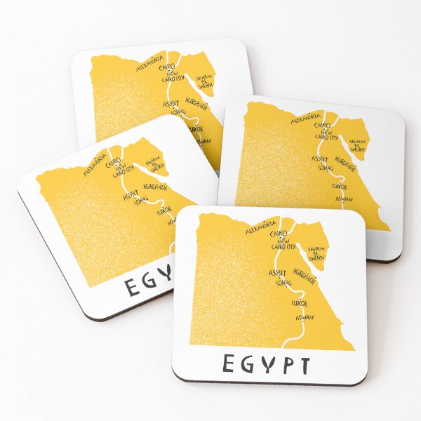 Item preview, Yellow Map of Egypt with Cities Atlas Travel Illustration designed and sold by DuckAndDuckPrints.