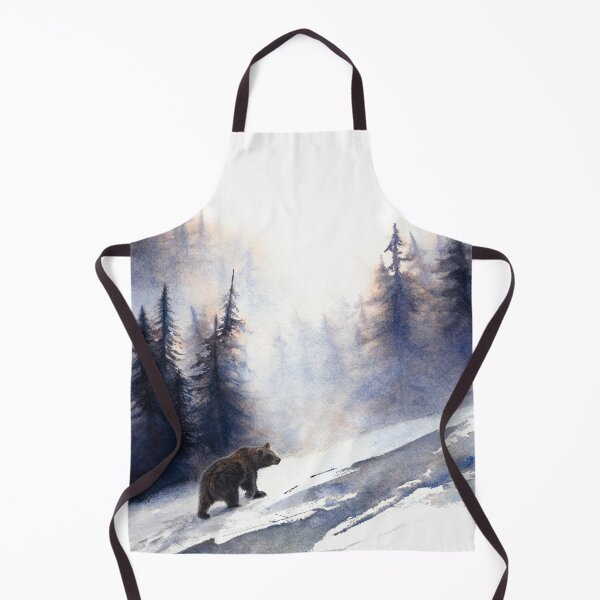 Item preview, Watercolour Grizzly Bear in Snow with Hazy Trees designed and sold by LuccheseArt.