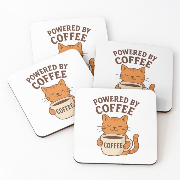 Item preview, Powered by Coffee Cat – Cute Coffee Lover Design designed and sold by adoo31.