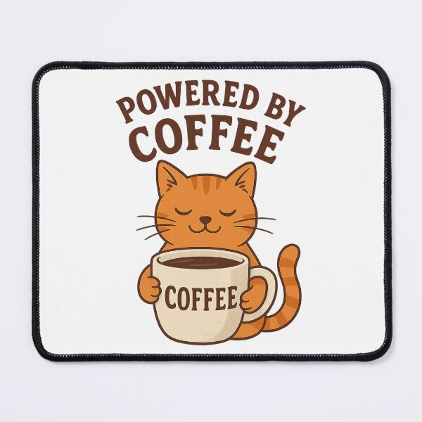 Item preview, Powered by Coffee Cat – Cute Coffee Lover Design designed and sold by adoo31.