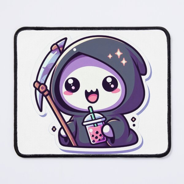 Item preview, Kawaii Grim Reaper with Bubble Tea designed and sold by prabhuji.