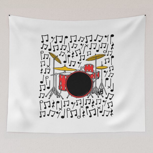 Item preview, Drum Kit Musical Notes Drummer Percussion Teacher Musician designed and sold by doodlerob.