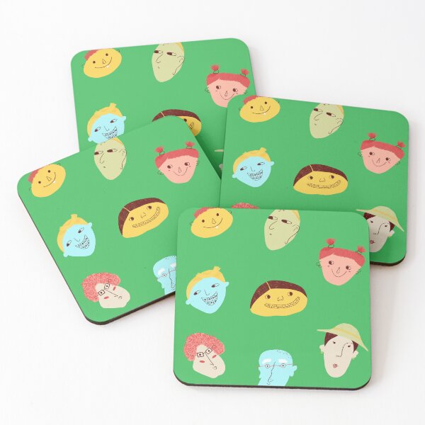 Item preview, Playful Faces – Colorful Green Background designed and sold by StelinaBik.