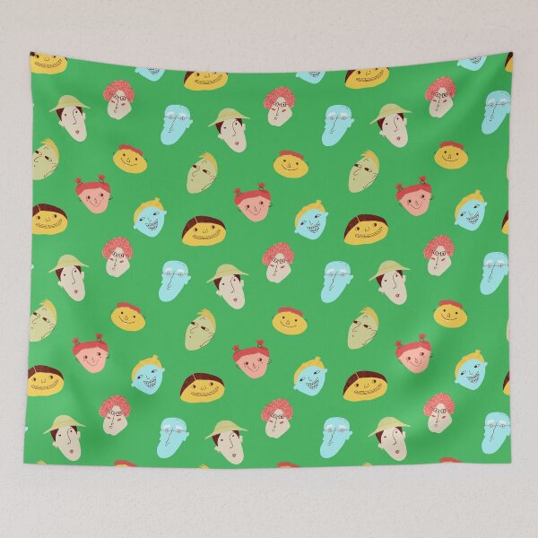 Item preview, Playful Faces – Colorful Green Background designed and sold by StelinaBik.