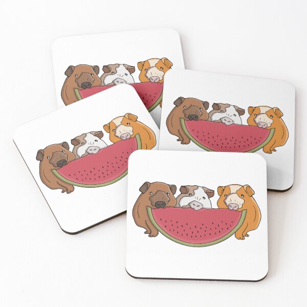 Item preview, Playful Guinea Pigs and Watermelon Illustration designed and sold by shopdiego.