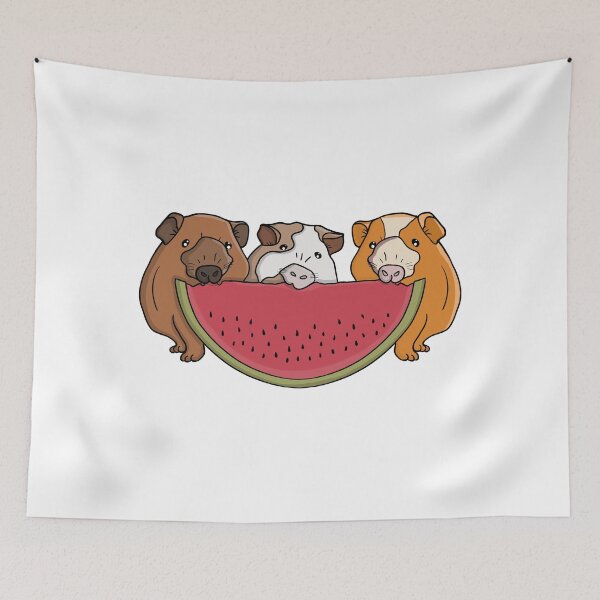 Item preview, Playful Guinea Pigs and Watermelon Illustration designed and sold by shopdiego.