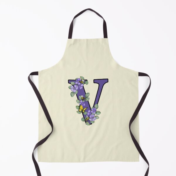 Item preview, Letter V, Decorated Purple Initial, Eucalyptus Leaves, Periwinkles, Bees and Butterfly designed and sold by JoyfulWhimsy.