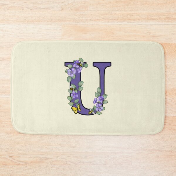 Item preview, Letter U, Decorated Purple Initial, Eucalyptus Leaves, Periwinkles, Bees and Butterfly designed and sold by JoyfulWhimsy.