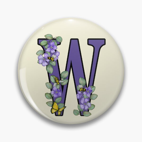 Item preview, Letter W, Decorated Purple Initial, Eucalyptus Leaves, Periwinkles, Bees and Butterfly designed and sold by JoyfulWhimsy.