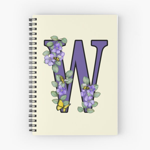 Item preview, Letter W, Decorated Purple Initial, Eucalyptus Leaves, Periwinkles, Bees and Butterfly designed and sold by JoyfulWhimsy.