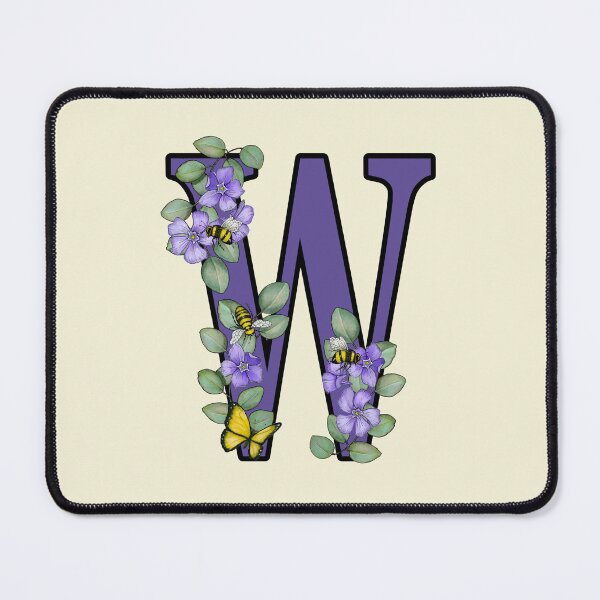 Item preview, Letter W, Decorated Purple Initial, Eucalyptus Leaves, Periwinkles, Bees and Butterfly designed and sold by JoyfulWhimsy.