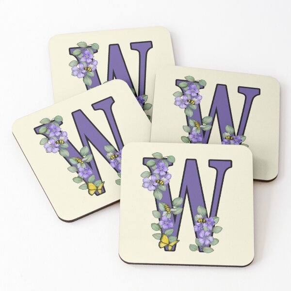 Item preview, Letter W, Decorated Purple Initial, Eucalyptus Leaves, Periwinkles, Bees and Butterfly designed and sold by JoyfulWhimsy.