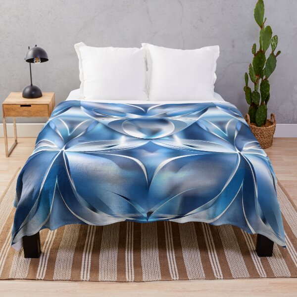 Item preview, Futuristic blue floral geometric pattern designed and sold by Velvetcosmonova.