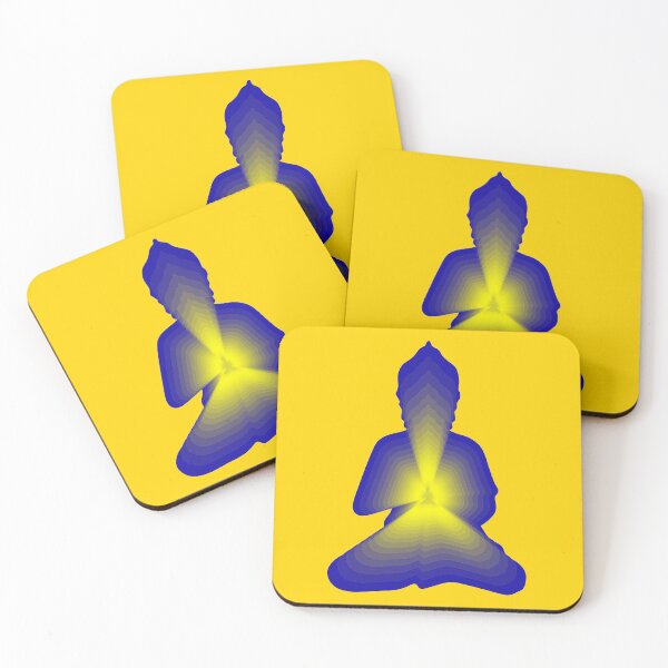 Item preview, buddha, light energy, silhouette in yoga pose with a modern graphic echo effect minimalist spiritual design designed and sold by rikyfreestyle.