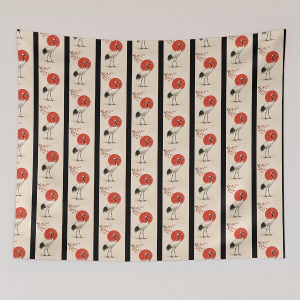 Item preview, Japanese Crane with Red Sun – Minimalist Art designed and sold by EuropeanPrints.