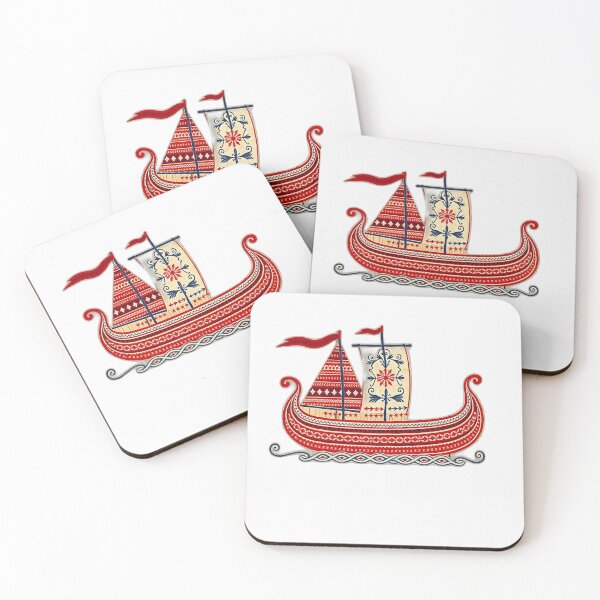 Item preview, Nordic Viking Ship with Folk Art Motifs designed and sold by sharon1210.