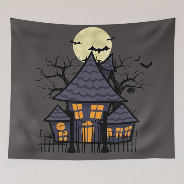 Item preview, Creepy Haunted House with Full Moon | Classic Halloween Horror designed and sold by Tiatooty.