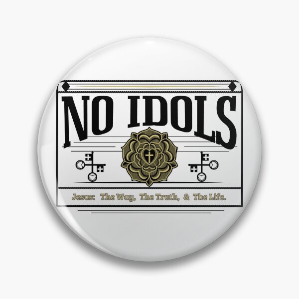 Item preview, "NO IDOLS"  Gold Jesus Rose Cross The Way The Truth & The Life - in black& grey designed and sold by Holy Coast Threads (Formerly ChristianFlower).