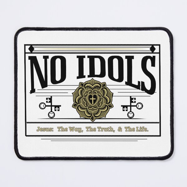 Item preview, "NO IDOLS" Gold Jesus Rose Cross The Way The Truth & The Life - in black& grey designed and sold by Holy Coast Threads (Formerly ChristianFlower).