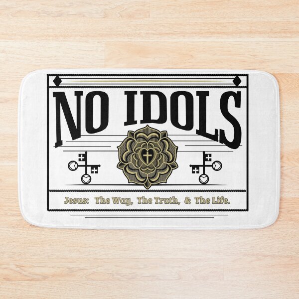 Item preview, "NO IDOLS"  Gold Jesus Rose Cross The Way The Truth & The Life - in black& grey designed and sold by Holy Coast Threads (Formerly ChristianFlower).
