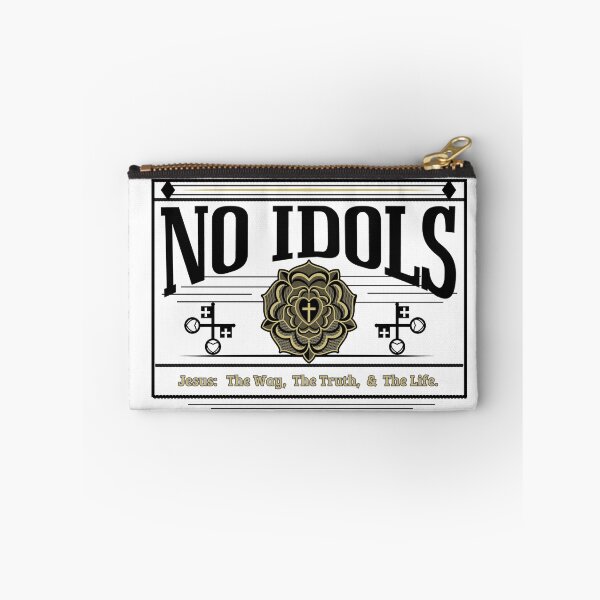 Item preview, "NO IDOLS"  Gold Jesus Rose Cross The Way The Truth & The Life - in black& grey designed and sold by Holy Coast Threads (Formerly ChristianFlower).