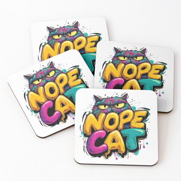 Item preview, Nope Cat Funny Colorful Typography Design designed and sold by AlexLineArt.