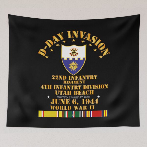 Item preview, Army - 22nd Infantry Regt - 4th ID - D Day w SVC designed and sold by Military Insignia Products.